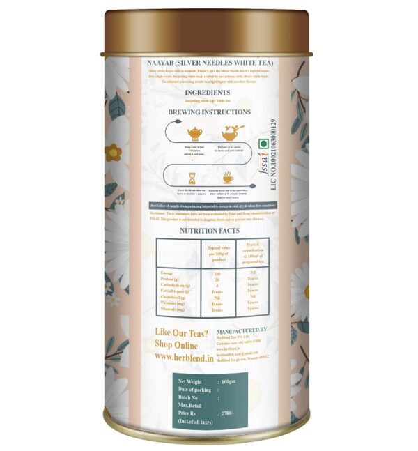 NAAYAB | Silver Needles White Tea | White tea | Darjeeling tea(100 gm)